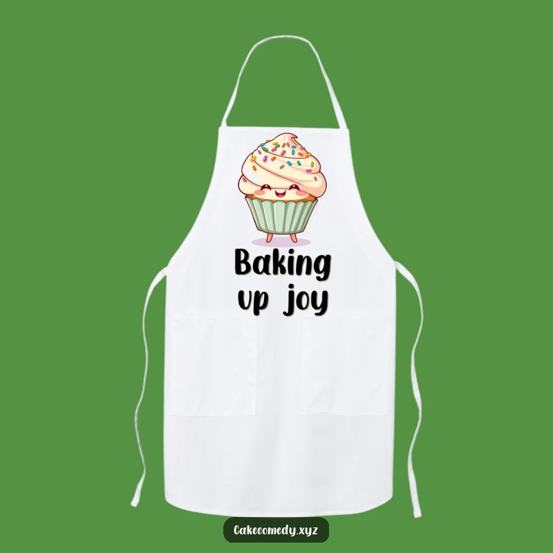 Funny Cupcake Apron: Happy Bouncing Chef Character, Sweet Humorous Gift