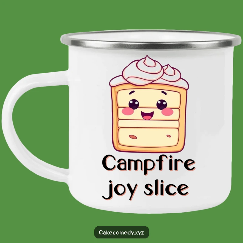 Funny Cake Slice Camping Mug - Joyful Swirls Outdoor Treat Gift