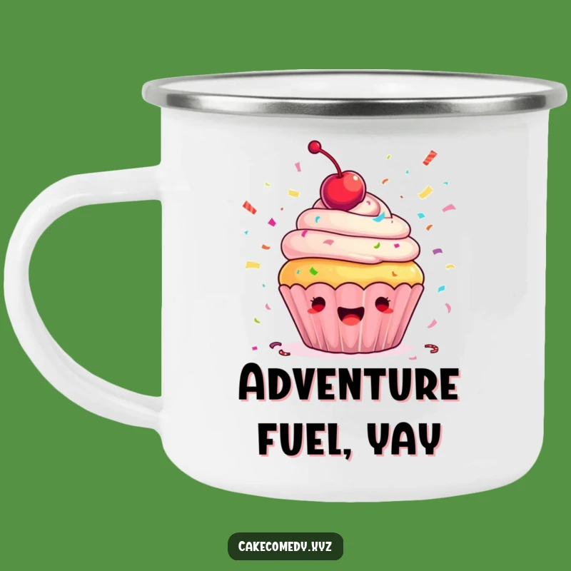 Funny Cupcake Confetti Camping Mug: Ecstatic Outdoor Sip Gift for Fun Lovers