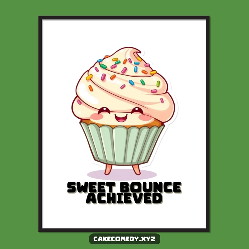 Funny Cupcake Digital Art: Happy Bouncing Character for Sweet Humorous Gift