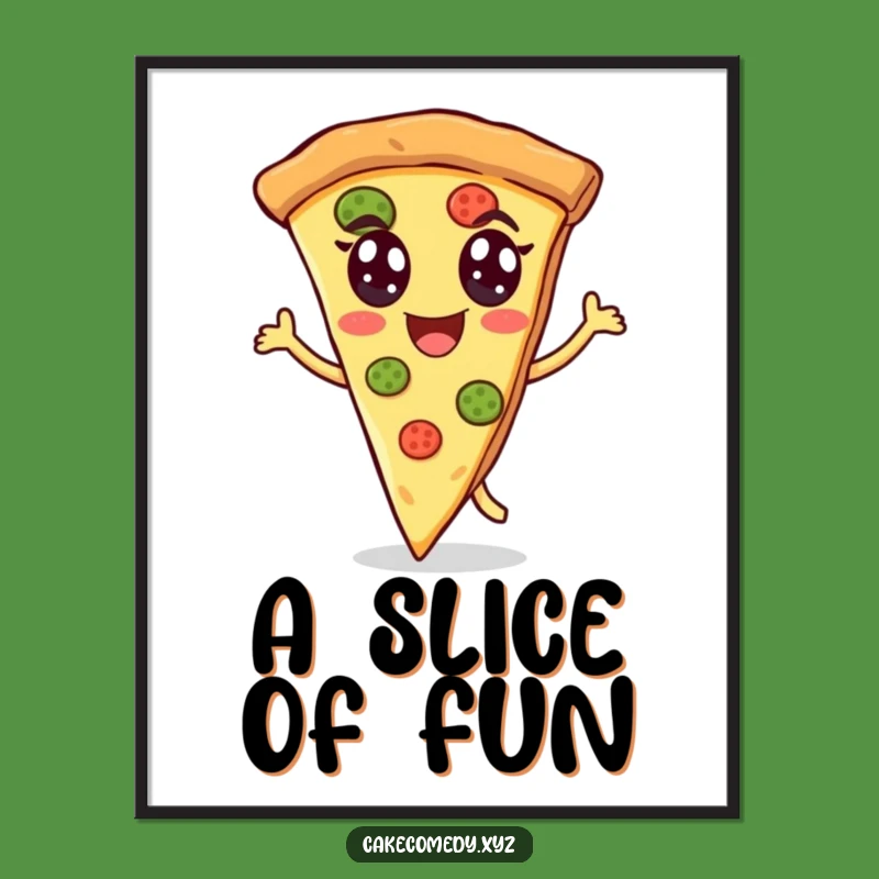 Funny Dancing Pizza Digital Print: Cheerful Art for Humorous Home Decor