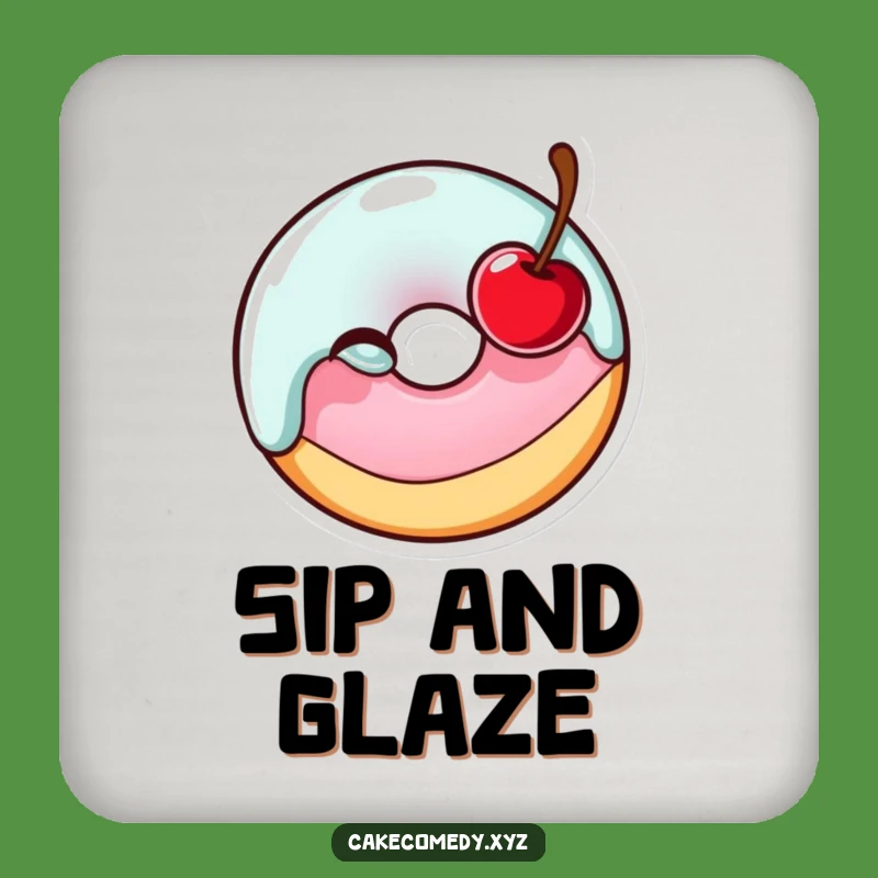 Funny Donut Winking Cherry Coaster - Protect Surfaces with Sweet Humor Gift