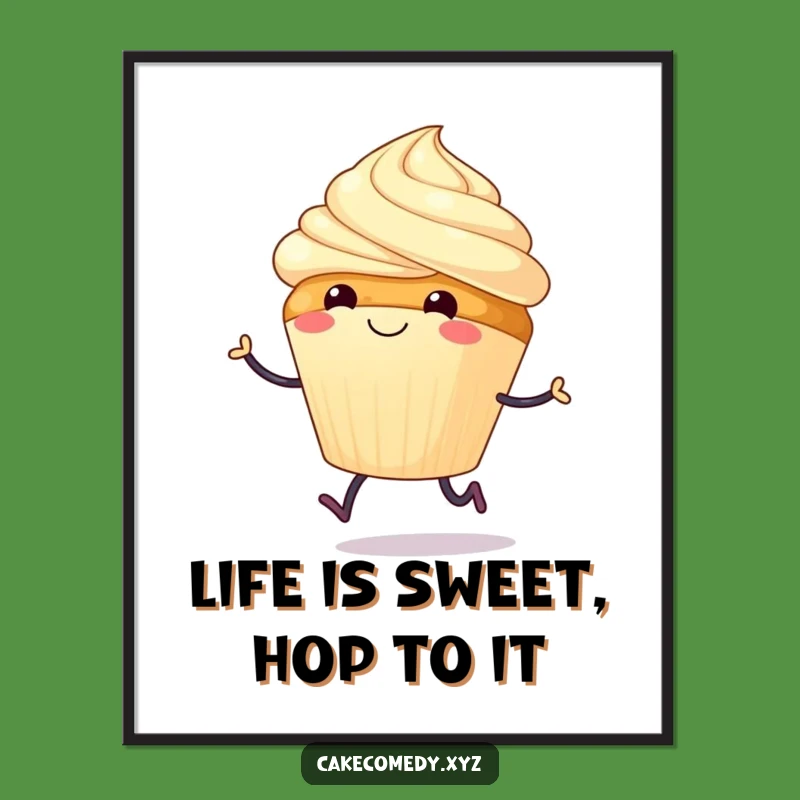 Funny Free Printable Wall Art: Hopping Cupcake for a Sweet and Joyful Decor