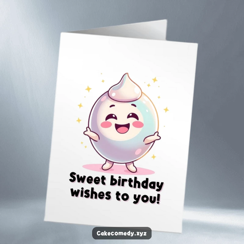 Funny Free Printable Candy Birthday Card: A delighted candy character wiggles with excitement, sparkling brightly for a birthday.