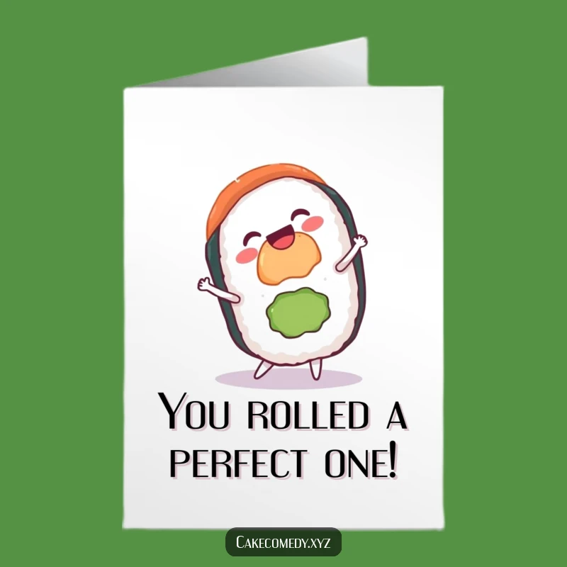 Free Printable Congrats Card: Cartwheeling Sushi Celebration - Downloadable Joy