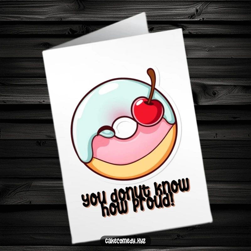 Funny Free Printable Donut Congratulations Card: A glazed donut winks with a cherry, perfect for celebrating achievements.
