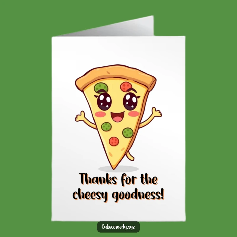 Free Printable Thank You Card: Dancing Pizza Slice Gratitude - Easy Download