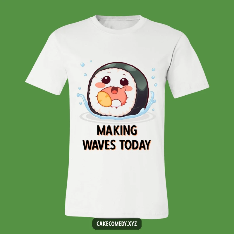 Funny Sushi T-Shirt: Giggling Roll with Fins, Perfect for Aquatic & Foodie Fun